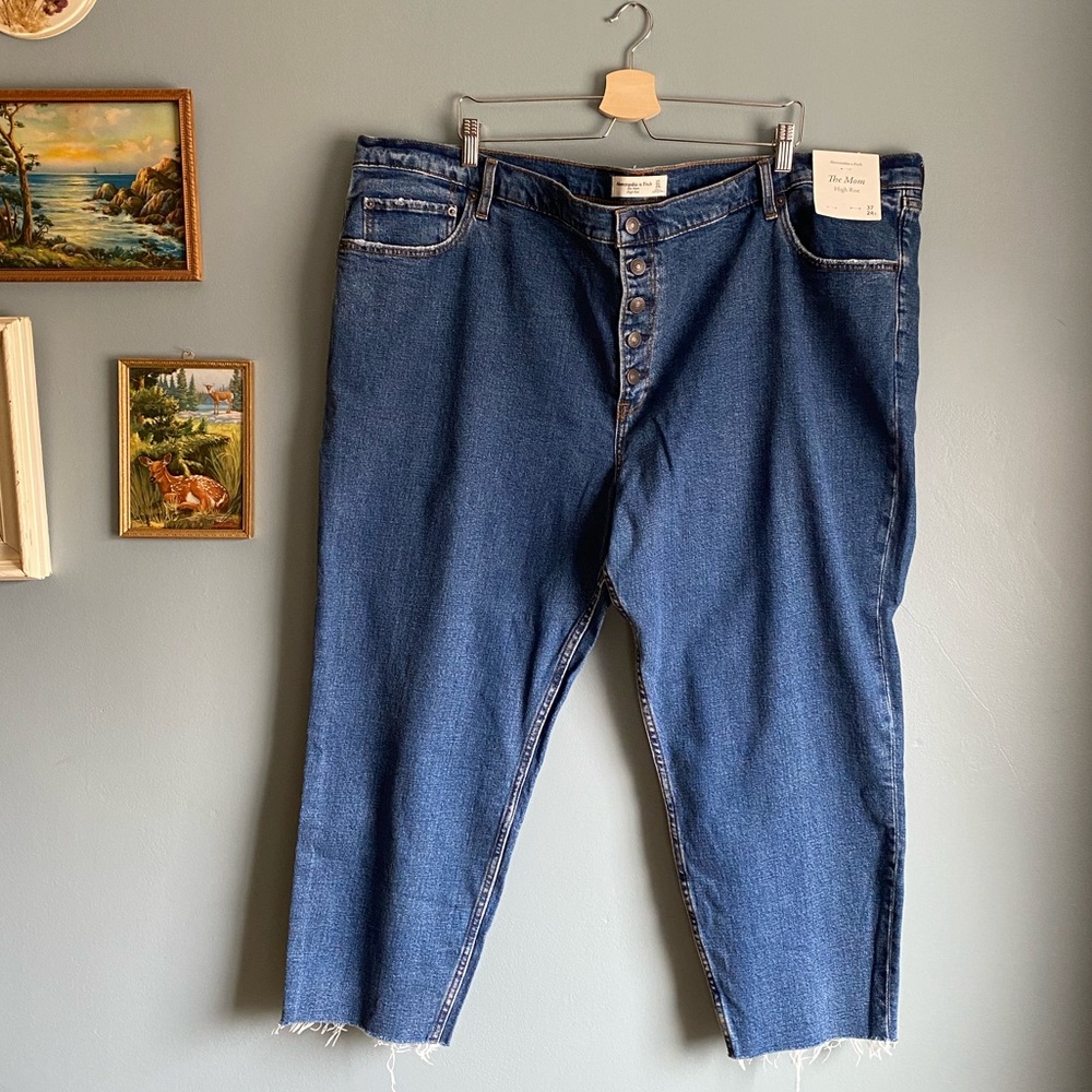Abercrombie & Fitch The Mom High Rise Jean Raw Hem Size 24 short 37 plus size